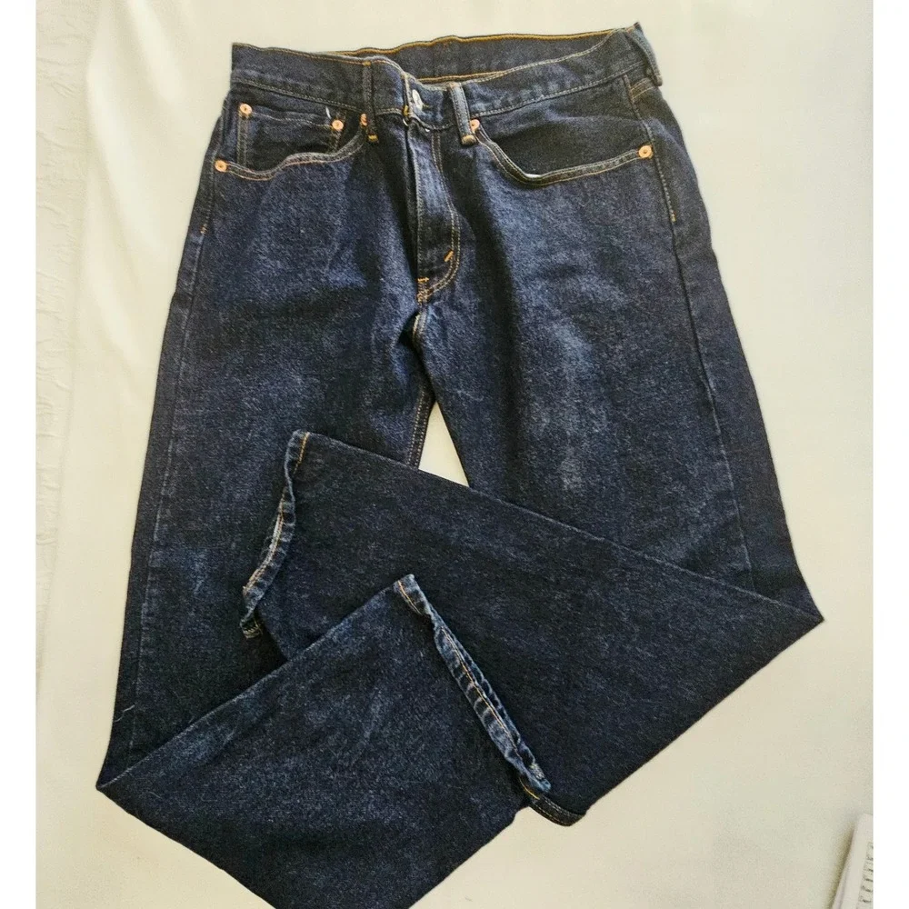Levis‎ 505 Regular Fit Straight Leg Dark Wash Denim Blue Jeans Mens 34x32 nwot
